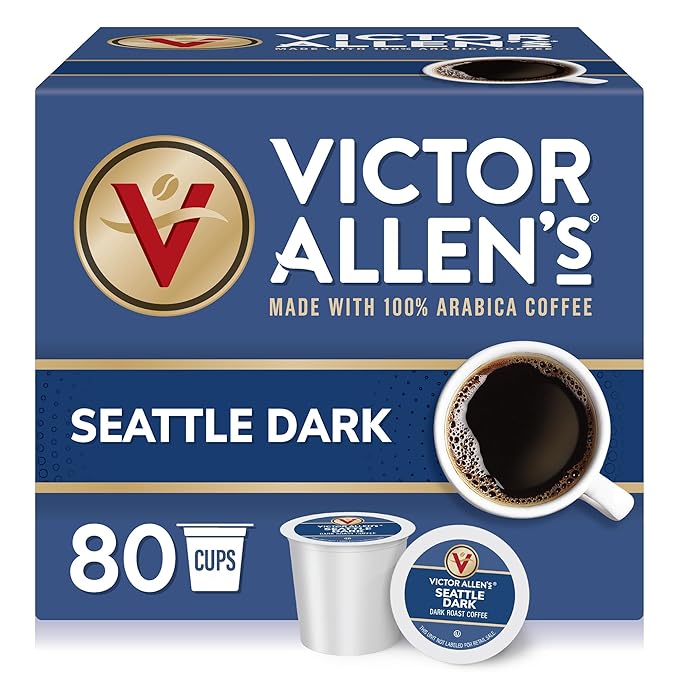 Victor Allen's Seattle Dark, Dark Roast, 80 Count, Single Serve Coffee Pods