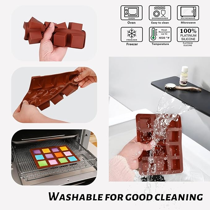 Wax Melts Molds Silicone, 3 Pcs 12-Cavities Chocolate Molds