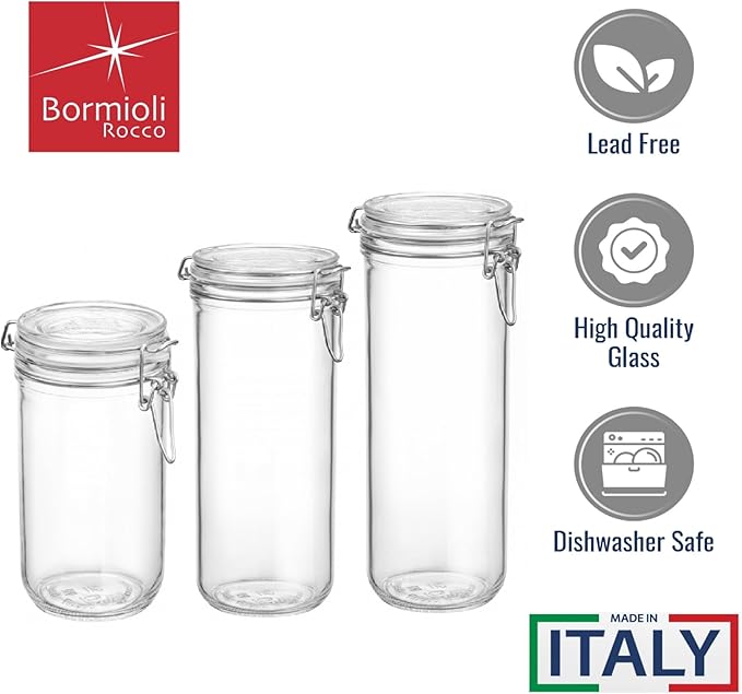 Bormioli Rocco Fido Cylinder Jar - Clear 46 Oz, Set of 3