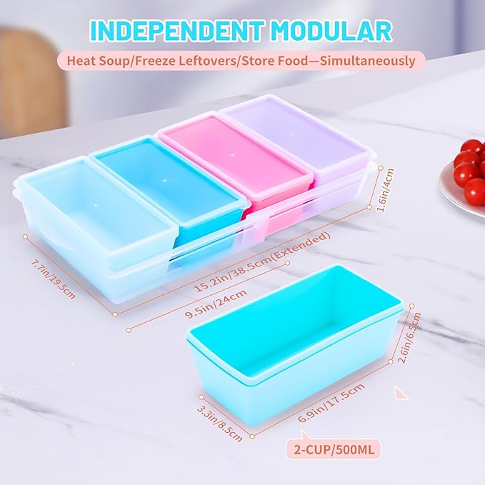 Gemice 2-Cup Silicone Freezer Molds with Lids, Individual 4-Pack