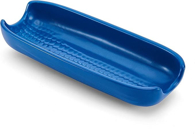 Pfaltzgraff Callie Blue Corn Dishes Set of 4, Stoneware Corn on the Cob Holders, 8.25 Inches Long, Dishwasher and Microwave Safe, Charming Blue Dinnerware for Family Meals