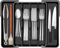 Homecor Silverware Organizer - Expandable Kitchen Drawer Organizer Utensil Holder, BPA Free Flatware and Cutlery Tray for Spoons Forks Knives, Plastic Kitchen Organizer and Storage