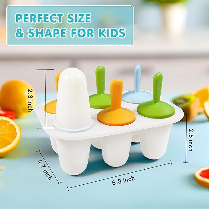 Silicone Popsicle Molds for Toddlers, 6-Cavity Mini Popsicle Molds