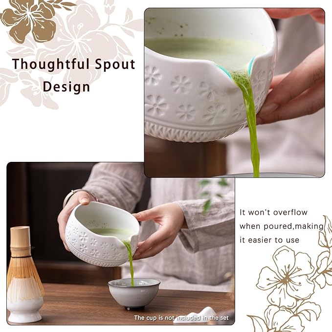 Buucup Matcha Whisk Set, Ceramic Kit with Bowl & Bamboo Accessories