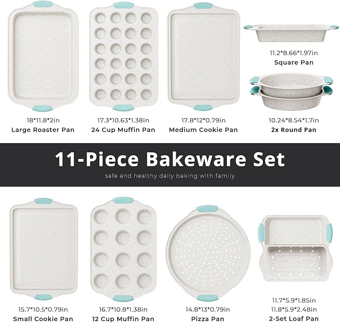11-Piece Non-Toxic Bakeware Set – Nonstick, Stackable & Oven Safe Pans set