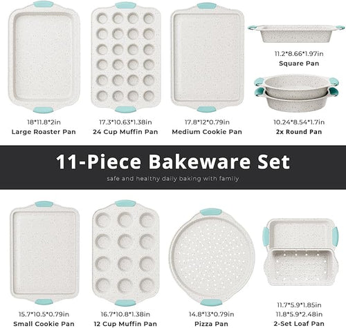 11-Piece Non-Toxic Bakeware Set – Nonstick, Stackable & Oven Safe Pans set
