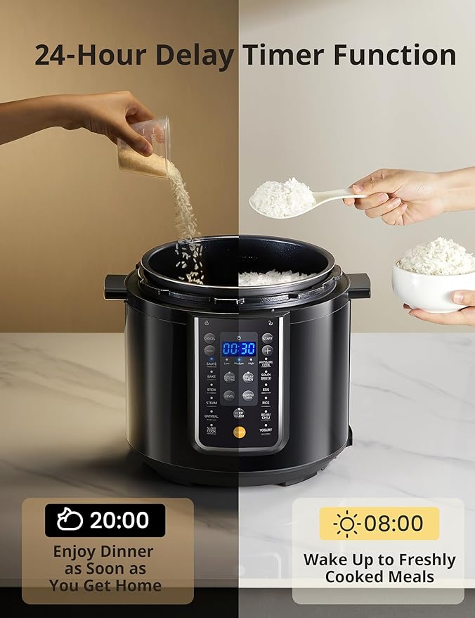 COMFEE' 12-in-1 Electric Pressure Cooker, 6 Quarts, Nonstick Pot