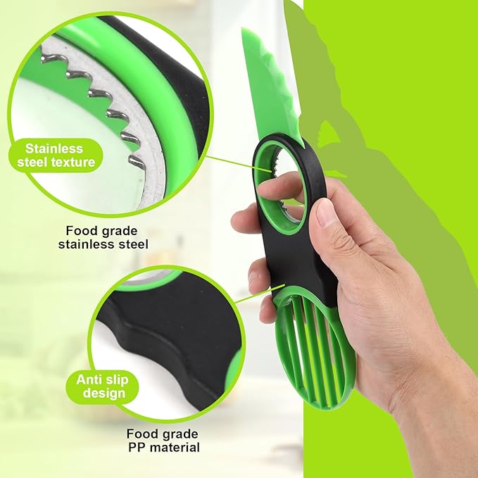 Ebecuoa 3-in-1 Avocado Slicer Tool & Stainless Steel Pitter