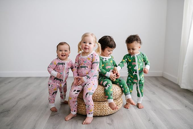 Little Sleepies Baby Pajamas, Green Farm Animals, Preemie