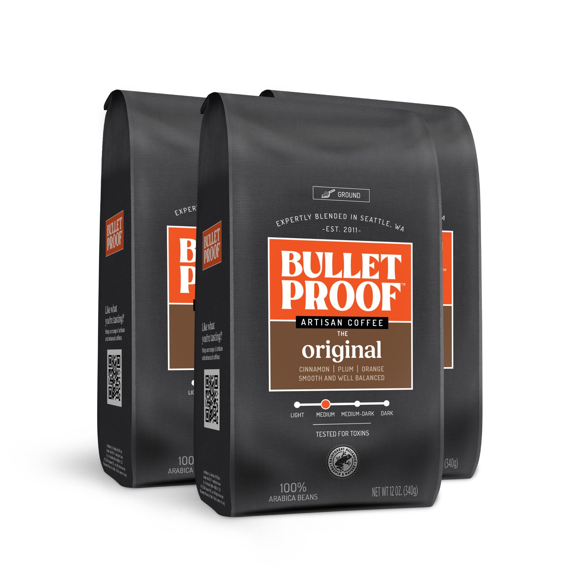 Bulletproof Original Medium Roast Ground Coffee, 12 oz (3-pack)