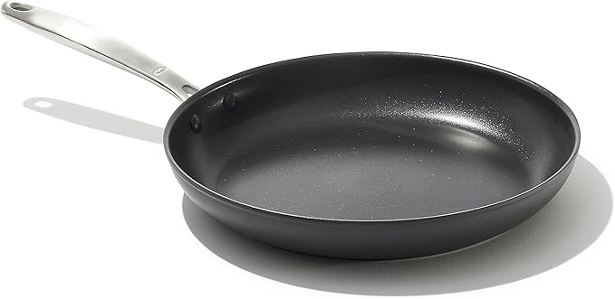 OXO Enhanced 8" Frying Pan Skillet, PFAS-Free Ceramic Nonstick, Durable Hard Anodized Cookware, Scratch Resistant, Stainless Steel Handle, Good Grips, Dishwasher Safe, Oven safe