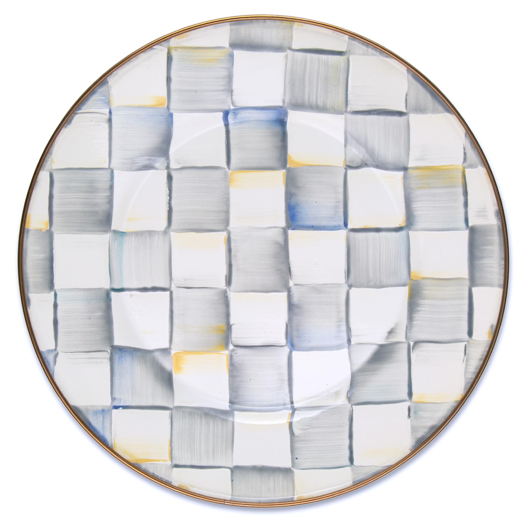 MACKENZIE-CHILDS Enamel Dinner Plate, Gray-and-White Sterling Check
