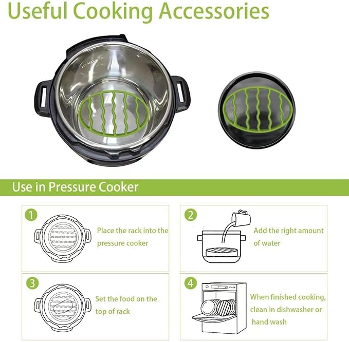 GHYUOPIEF Slow Cooker Silicone Rack, Used for Roasting Pot Cooking Steamer Silicone Pressure Cooker Baking Accessories Compatible with 6 quarts and 8 quarts Stove (Oval, Green, red)