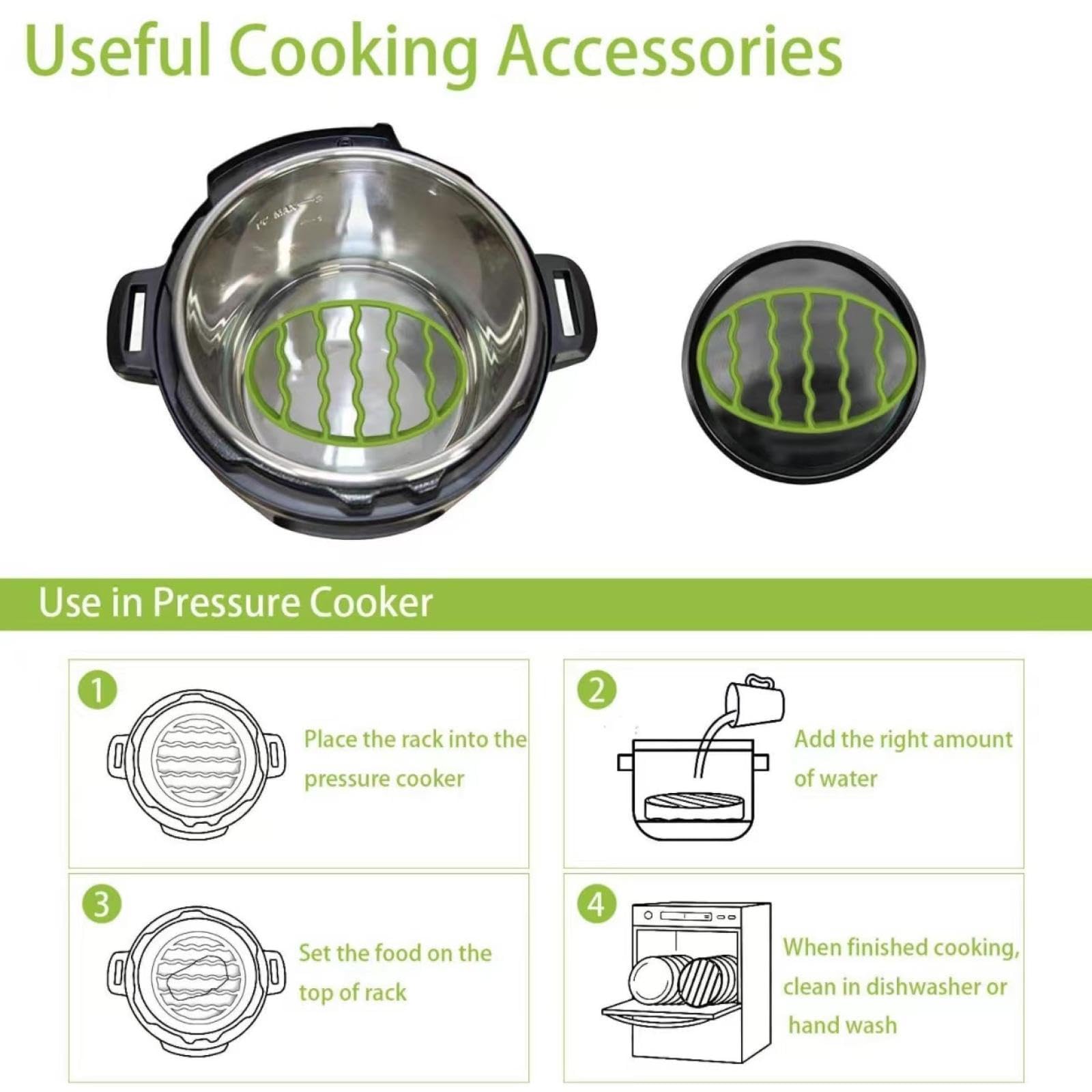 GHYUOPIEF Slow Cooker Silicone Rack, Used for Roasting Pot Cooking Steamer Silicone Pressure Cooker Baking Accessories Compatible with 6 quarts and 8 quarts Stove (Oval, Green, red)