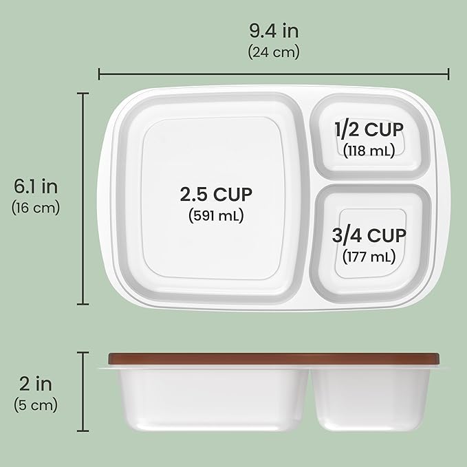 Bentgo Easyboxes Stackable 3-Compartment Bento Lunch Boxes, Set of 4