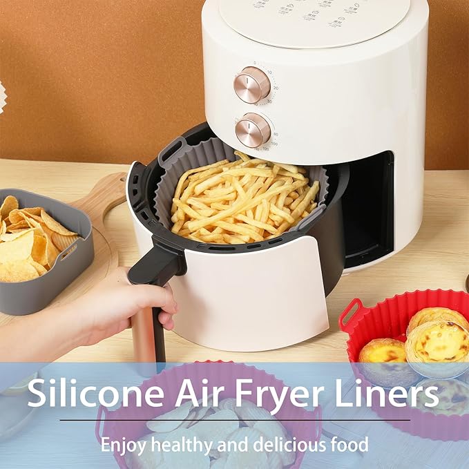 Silicone Air Fryer Liners Round,Pot 4 Pcs 6.5inch Reusable Air Fryer Basket