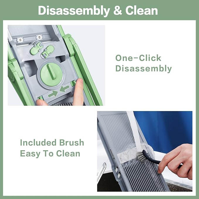 ONCE FOR ALL Safe Mandoline Slicer Plus, Bigger Size, Veggie Slicer, Green