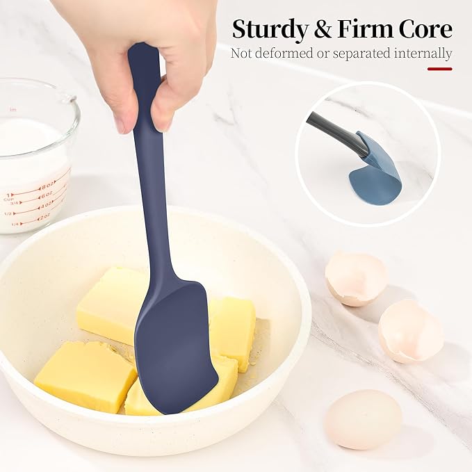 Lilybeam 600ºF Heat Resistant Silicone Spoon Spatula Set of 3, Blue