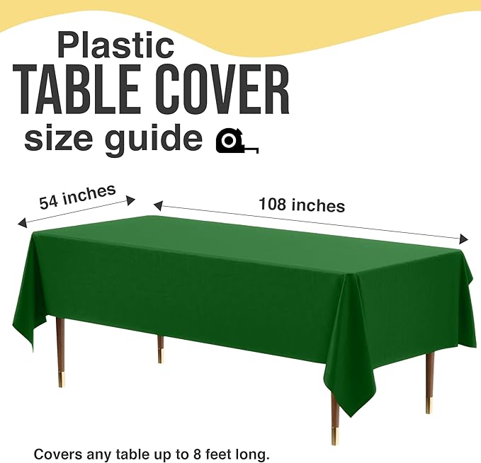 Party Solids 66% Thicker Premium Plastic Table Cloth Rectangle Table Cover 0.5 Mil 6 Pack Emerald Green Table Cloth 54 Inch x 108 Inch Disposable Tablecloth Won't Tear Easily Like Cheap Thin Brands