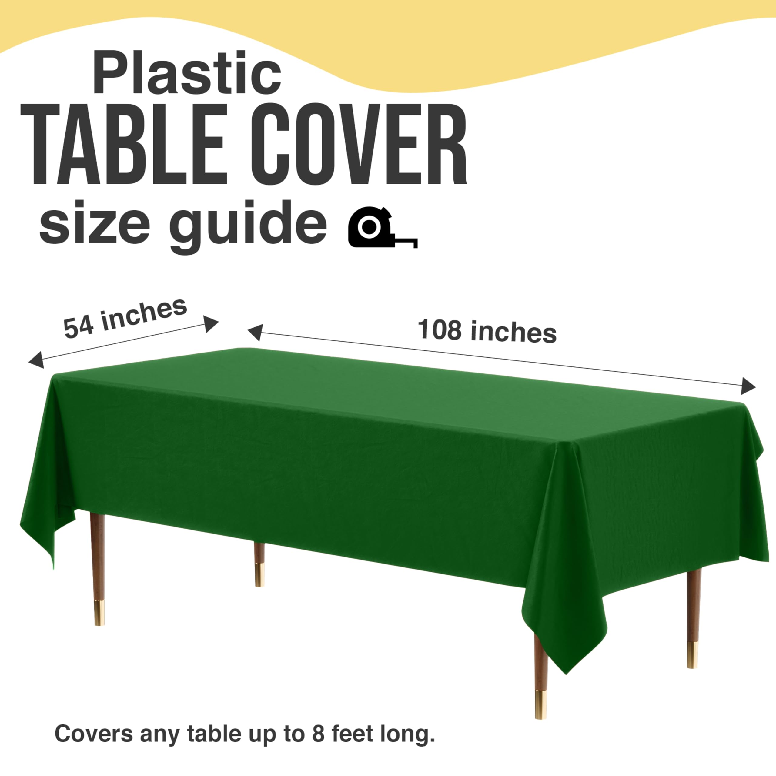 Party Solids 66% Thicker Premium Plastic Table Cloth Rectangle Table Cover 0.5 Mil 6 Pack Emerald Green Table Cloth 54 Inch x 108 Inch Disposable Tablecloth Won't Tear Easily Like Cheap Thin Brands