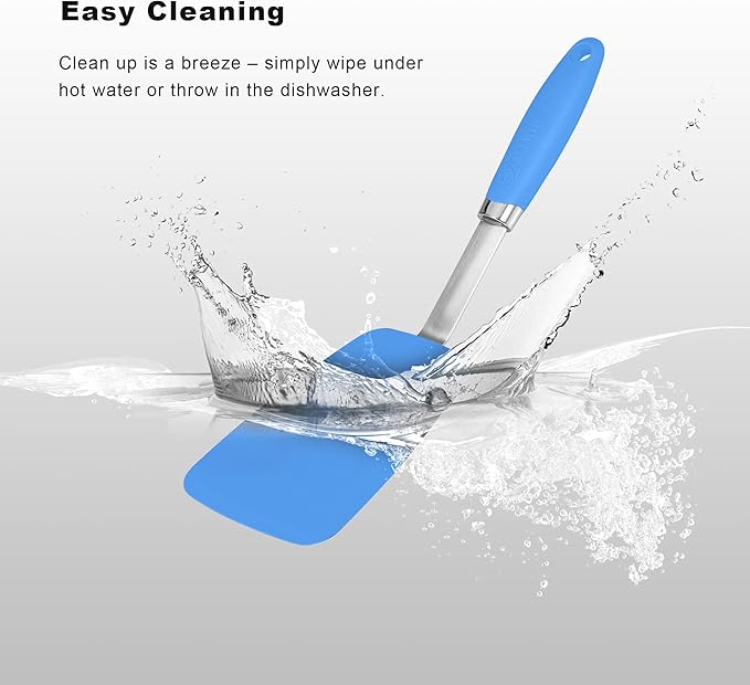 5-Piece Silicone Spatulas Set with Tongs, 446°F Heat Resistant, Blue