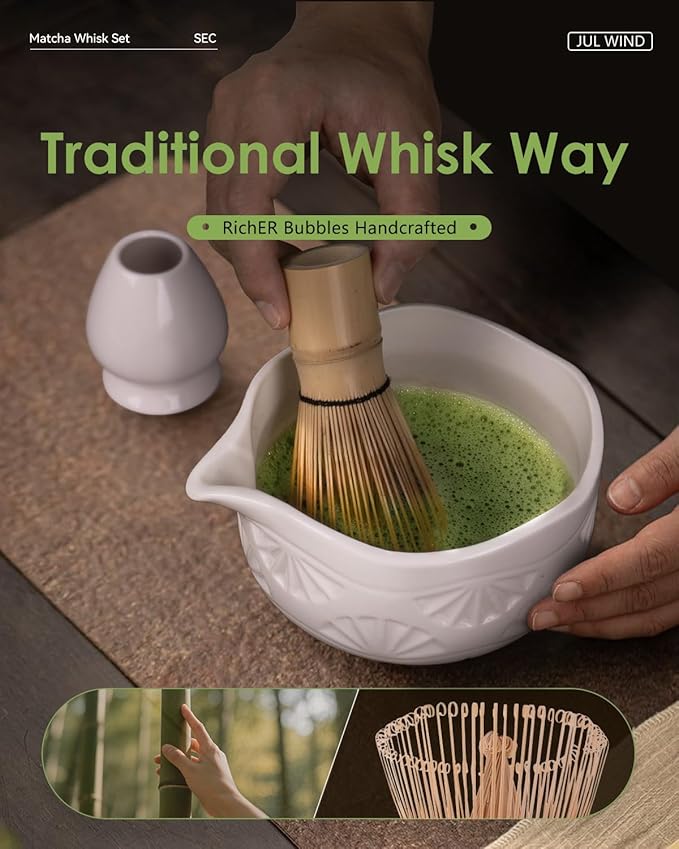 Matcha Whisk Set, Ceramic Matcha Set Includes Matcha Bowl and Matcha Whisk