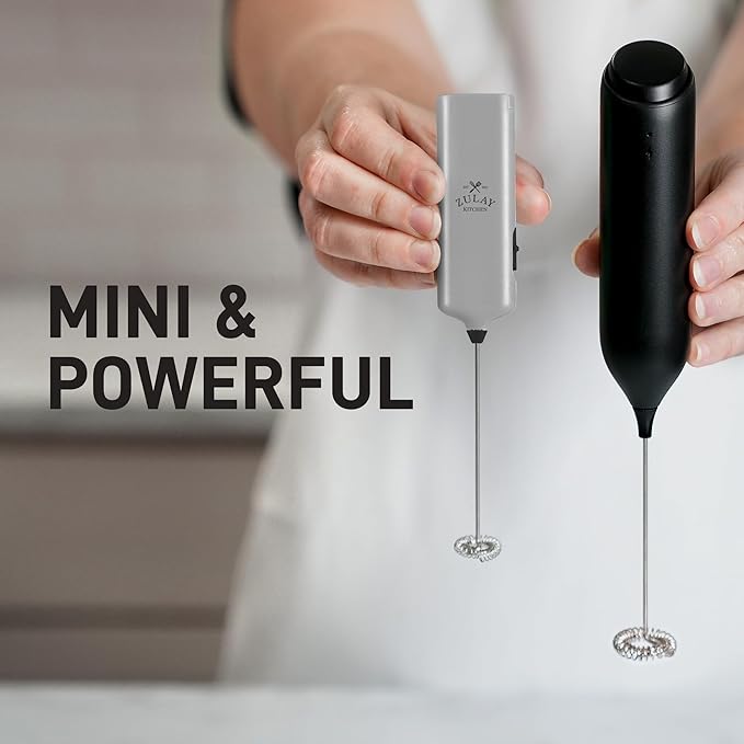 Mini & Mighty Milk Frother Wand – Powerful Handheld Coffee Frother, Battery Operated Drink Mixer – Compact Pocket Size – Detachable Whisk for Latte, Cappuccino, Matcha, Hot Chocolate