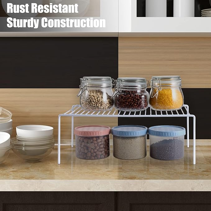 GEDLIRE Cabinet Storage Shelf Rack Set of 6, Medium (13 x 9.4 inch) Rustproof Metal Wire Kitchen Cabinet Organizer and Storage, Cupboard Spice Shelf Rack for Plate, Dish, Counter & Pantry Organization