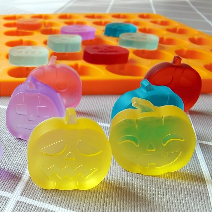 sofliym Pumpkin Silicone Molds for Halloween Candy, Chocolate, Gummy and Halloween decor, Jack O Lantern Candy Mold with Scraper (1 PCS pumpkin)