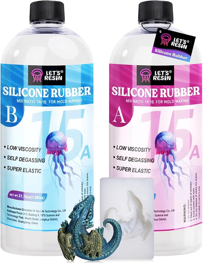 LET'S RESIN Silicone Mold Making Kit 64oz, Platinum Cured Silicone Rubber