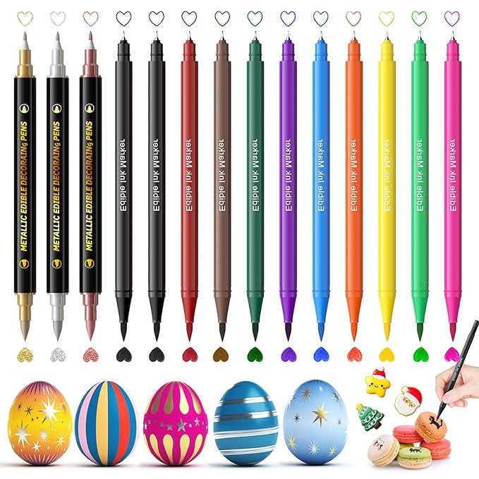 Jewem Edible Markers Food Coloring Pens 14Pcs Double Sided 0.5mm Tip