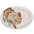 Mud Pie Turkey Platter, Large Thanksgiving Serving Platter, White Ceramic