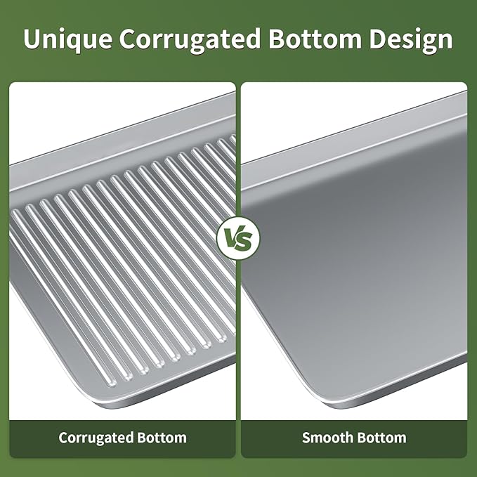 Baking Sheet with Cooling Wire Rack Set - Stainless Steel Baking Sheet Pan
