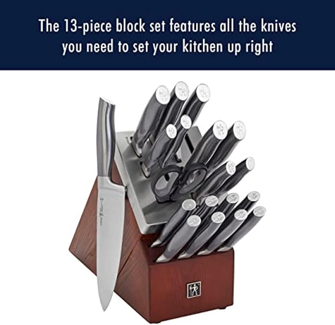 HENCKELS Graphite Razor-Sharp 13-pc Knife Set with Block, Kitchen Knife Sharpener, Chef Knife, Steak Knife, German Engineered Informed by 100+ Years of Mastery