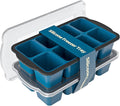 GORCI Ice Cube Tray For Freezer, 16 Large 1/2 Cub Cubes, Silicone Ice Trays For Freezer With Lid, Heavy-duty, Sturdy and Easy to Demold, Suitable for whisky, coffee, Herbs, Purees, 2-Pack