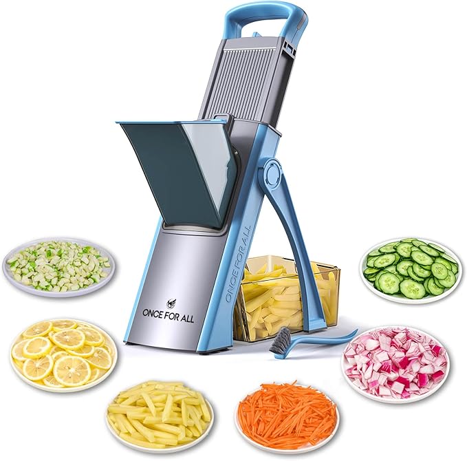 ONCE FOR ALL Upgrade Safe Mandoline Slicer Plus, Bigger Size, SkyBlue
