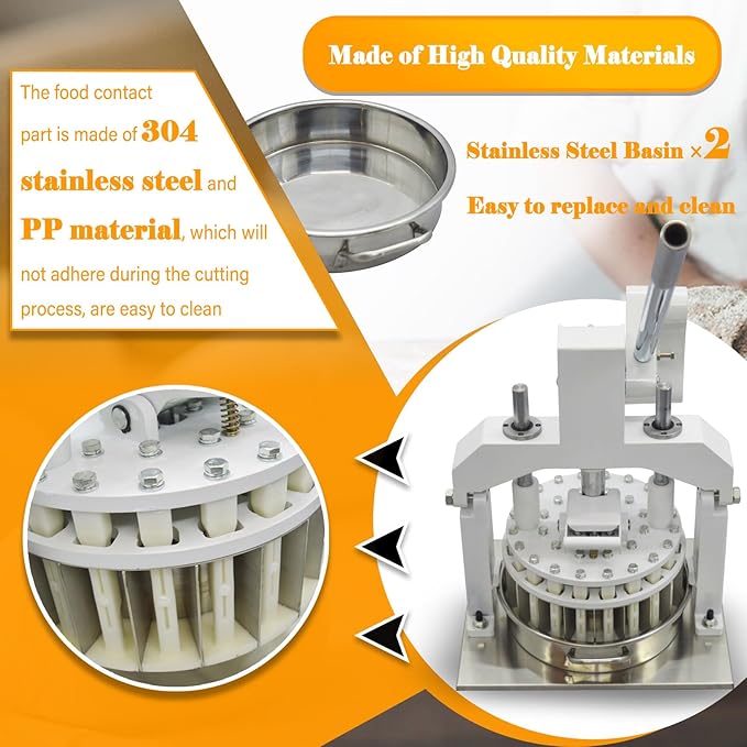 LGXEnzhuo Manual Dough Divider 36pcs Bread Cutting Machine 1.06oz-5.64oz(30g-160g) Equal Dough Lump Spacer Table Top Cookie Fillings Piece Cutter with 2 Stainless Steel Basin for Bakery