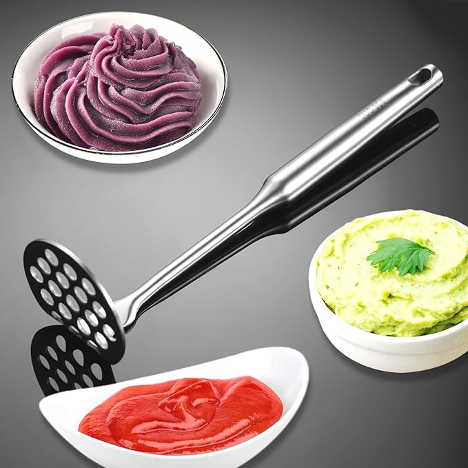 Small Potato Masher - Stainless Steel Mini Avocado Masher for Avocado, Potatoes, Beans, Meat, Vegetables, Dishwasher Safe