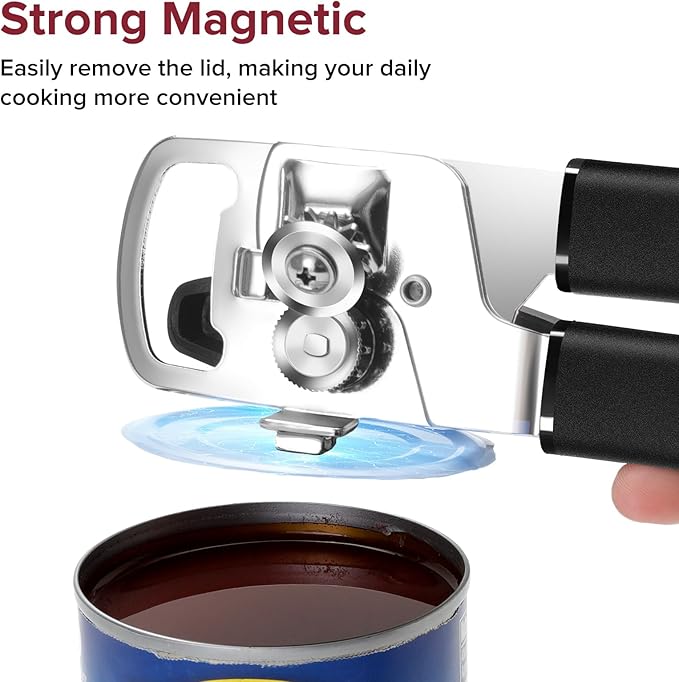 COOCLAN Multifunction Magnetic Manual Can Opener and Bottle Opener, Black