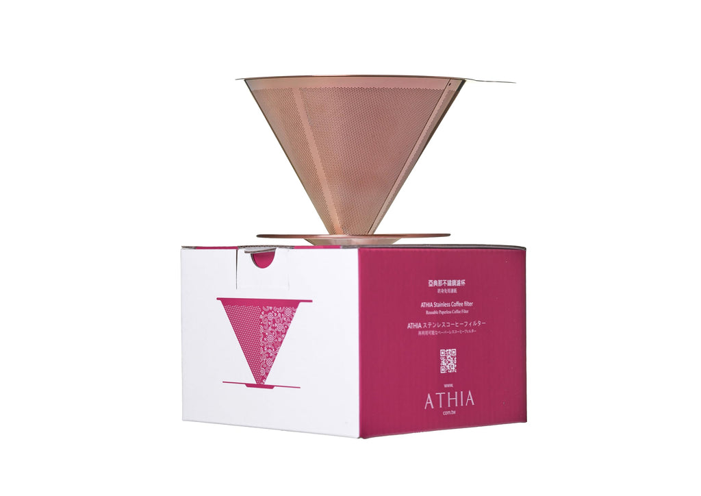 ATHIA Golden Dripper Reusable Stainless Steel Coffee Filter Paperless Cone Filter for Drip Coffee Makers Eco-Friendly Easy Clean Compatible with Most Coffee Makers (Rose Golden, Standard)