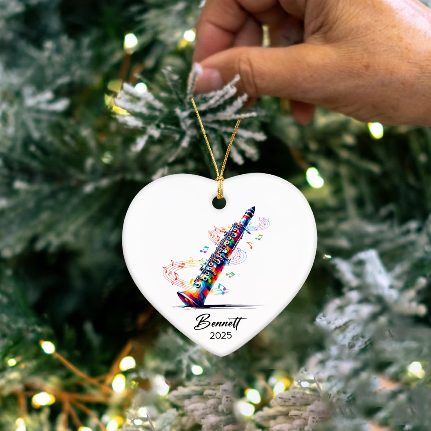 Personalized Clarinetist Ceramic Ornaments Christmas, Clarinet Musical Ornament Gift for Instrument Player, Custom Name & Year Clarinetist Ceramic Ornaments 2026, Clarinet Musician Xmas Ornament Tree