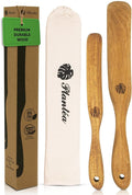 2 pcs Skinny Spurtle for Sourdough Starter, Reaching Bottom of Jar Wooden Spurtle for Mixing, Acacia Wood Dough Whisk, Sourdough Bread Baking Supplies