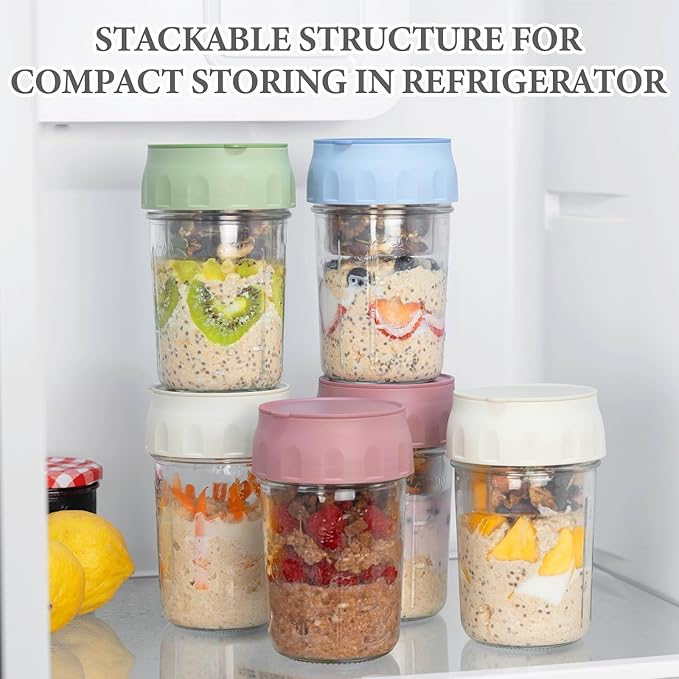 SOLIGT 2 Pack Overnight Oats Containers with Lids (Oat White/Oat White)