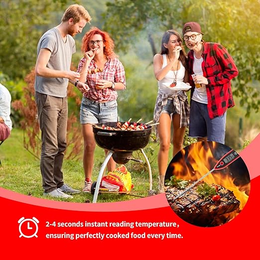 YFL Digital Meat Thermometer, Instant Read Food Thermometer, Large LCD Display, Cooking Thermometer for Oven BBQ Grill Smoker Beef Turkey Camping & Kitchen Gadgets