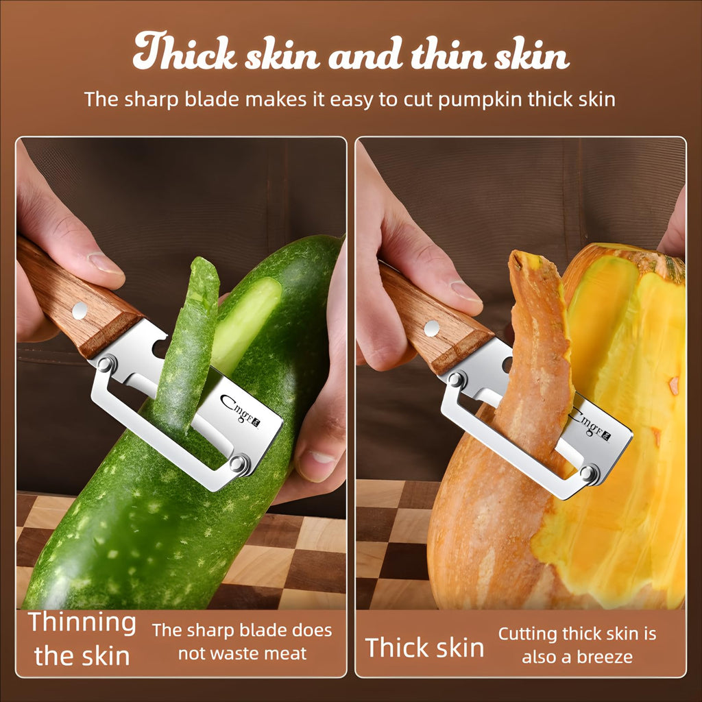 ANMIOU Vegetable Peeler Wooden Handle Sharp Stainless Steel Blade for Fruit