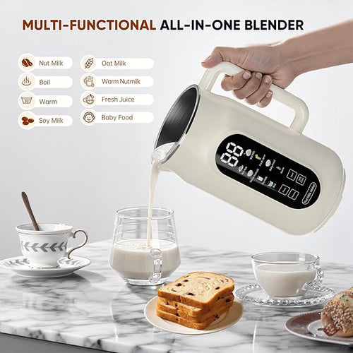 10-in-1 Nut Milk Maker Machine, 42oz Plant-Based Milk Blender with IMD Screen – Self-Cleaning, 12H Delay Start, Keep Warm, Automatic for Soy/Oat/Almond Milk, Juice, Smoothie, Soup, Boil Water & Cream