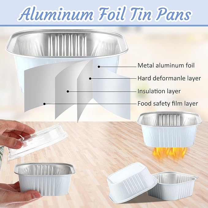 Aoriher 150 Pcs 10 oz Mini Cake Pans with Lids White