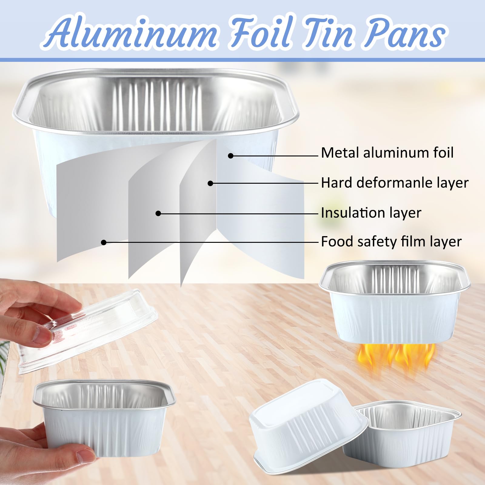 Aoriher 150 Pcs 10 oz Mini Cake Pans with Lids White