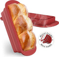 2 Packs of Collapsible Silicone Bread Loaf Pan With Foldable Function and Metal Reinforced Frame,Rectangular Non-Stick Baking Mold Pans for Oven, Bread, Cake, Easy Release(9"x4"x2.5", Red, 2 Pieces)