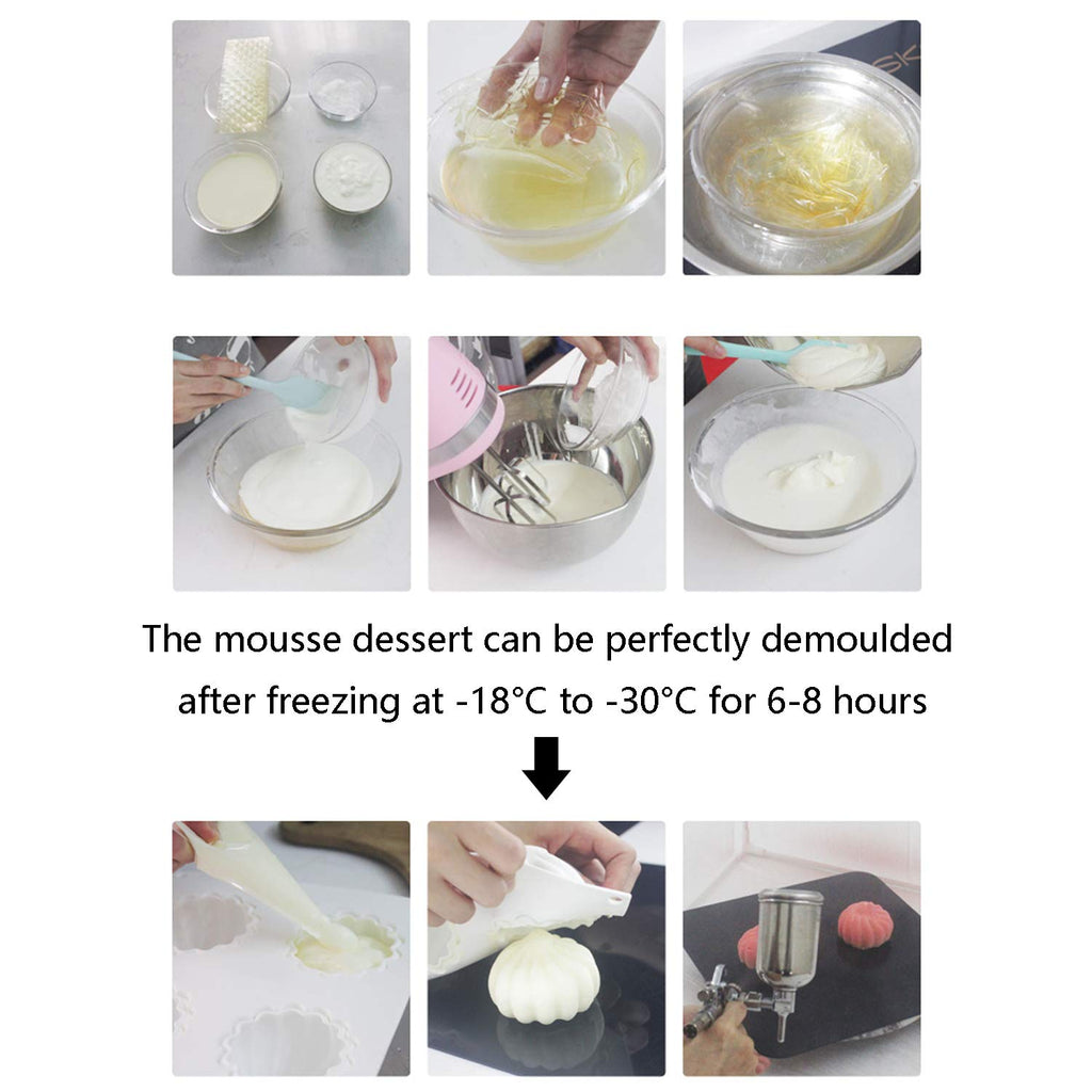 OCPO Kitchen Cheese Silicone Mold for Baking Mousse Cake, 8 Cavities